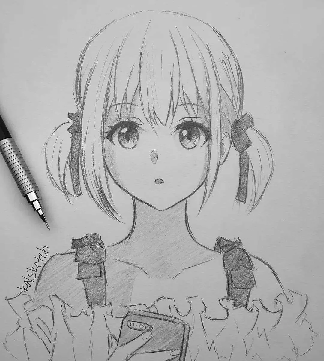 Drawing Anime School Girl With Pencil by DrawingTimeWithMe on DeviantArt